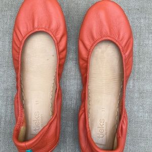 Tieks Tangerine Orange Leather Flats Size 11